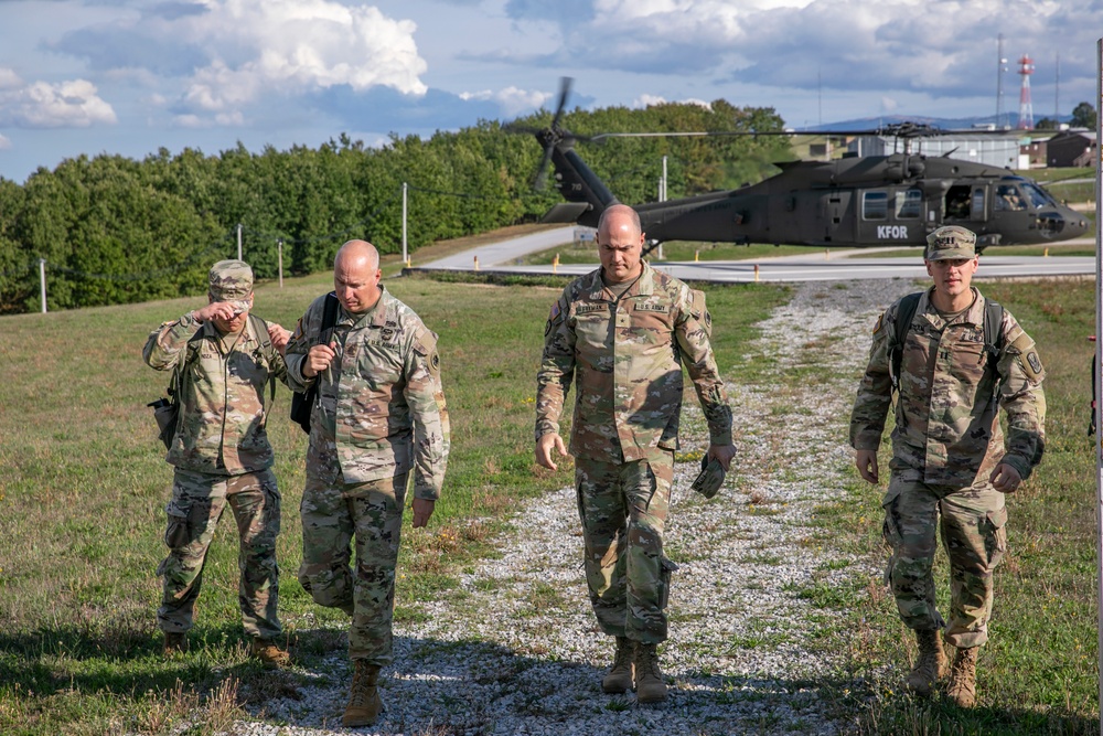 The Commanding General of the Georgia Army National Guard, Brig. Gen. Jason Fryman, and The Georgia Army National Guard State Command Sergeant Major Command Sgt. Maj. John Ballenger, visited 48th IBCT soldiers at Camp Film City, Kosovo.