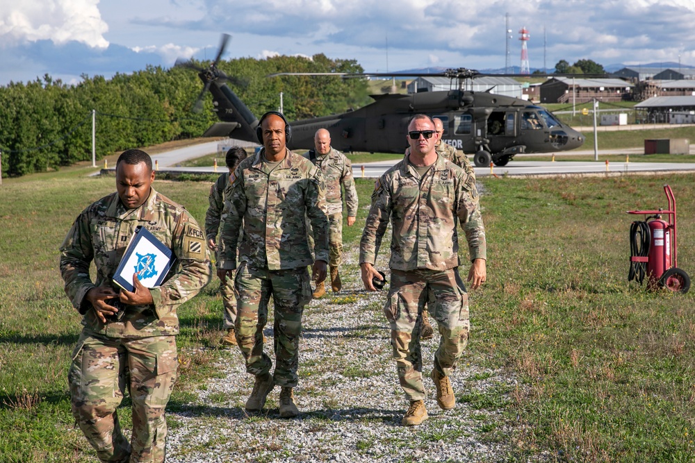 The Commanding General of the Georgia Army National Guard, Brig. Gen. Jason Fryman, and The Georgia Army National Guard State Command Sergeant Major Command Sgt. Maj. John Ballenger, visited 48th IBCT soldiers at Camp Film City, Kosovo.