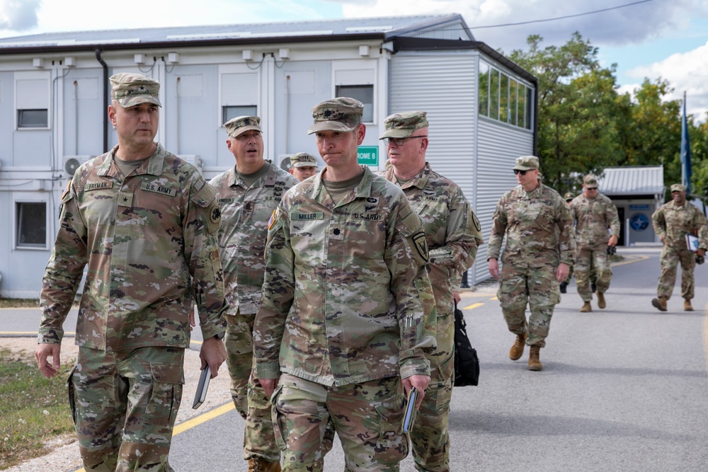 The Commanding General of the Georgia Army National Guard, Brig. Gen. Jason Fryman, and The Georgia Army National Guard State Command Sergeant Major Command Sgt. Maj. John Ballenger, visited 48th IBCT soldiers at Camp Film City, Kosovo.