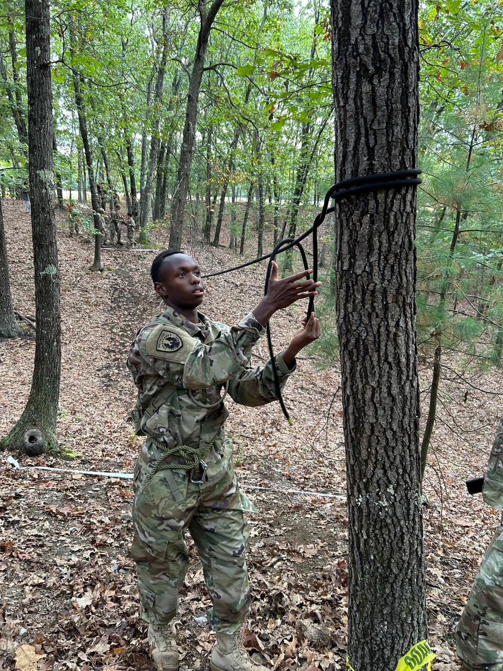 Securing the rope bridge