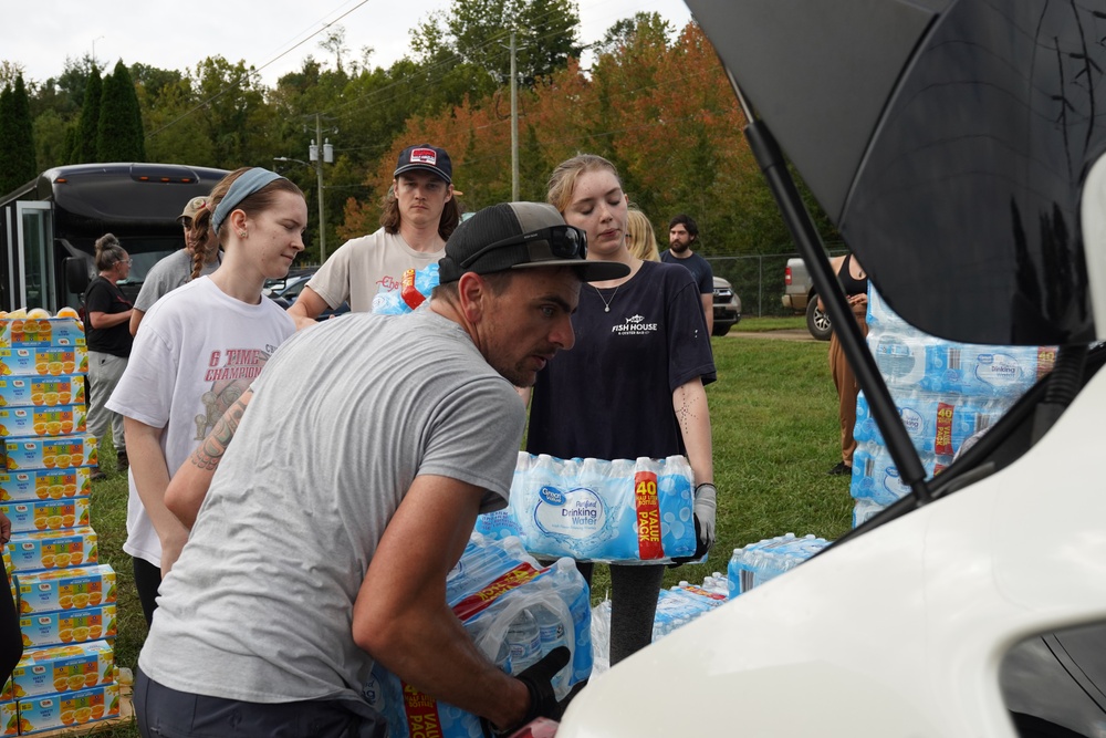 Volunteers Distribute Supplies to Hurricane Helene Survivors