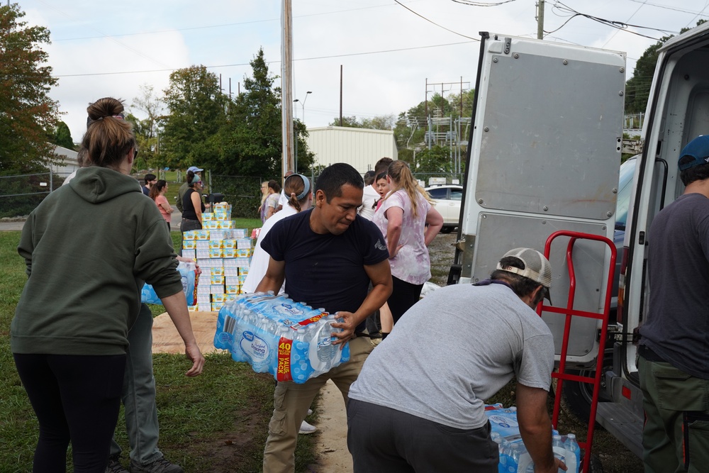 Volunteers Distribute Supplies to Hurricane Helene Survivors