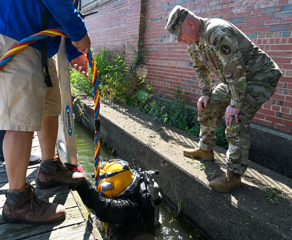 Underwater inspection of the James Creek Marina of  Ft. McNair seawall