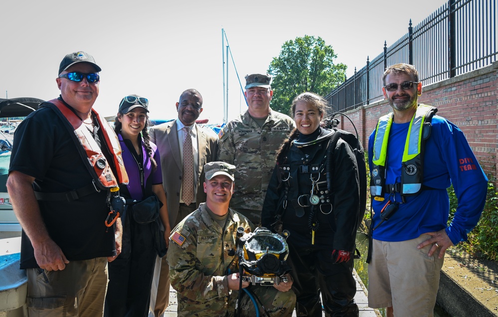 Underwater inspection of the James Creek Marina of  Ft. McNair seawall