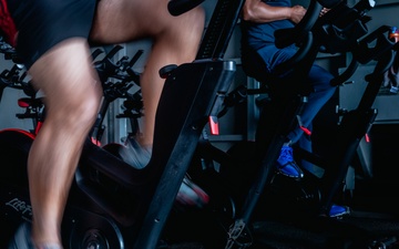 USS Ronald Reagan (CVN 76) Sailors attend a spin class