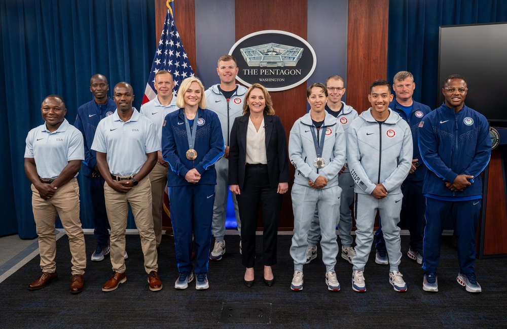 Deputy Secretary of Defense Kathleen Hicks meets with DoD Olympians