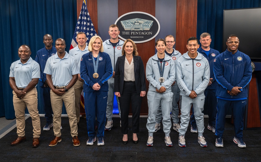 Deputy Secretary of Defense Kathleen Hicks meets with DoD Olympians