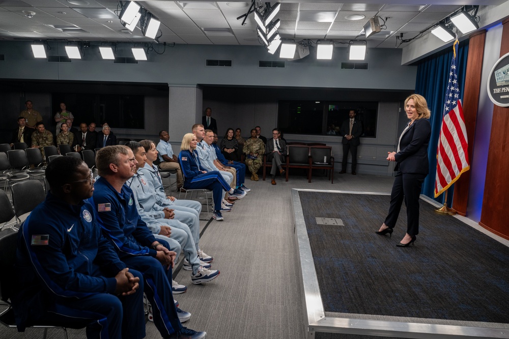 Deputy Secretary of Defense Kathleen Hicks meets with DoD Olympians