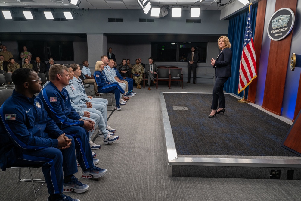 Deputy Secretary of Defense Kathleen Hicks meets with DoD Olympians