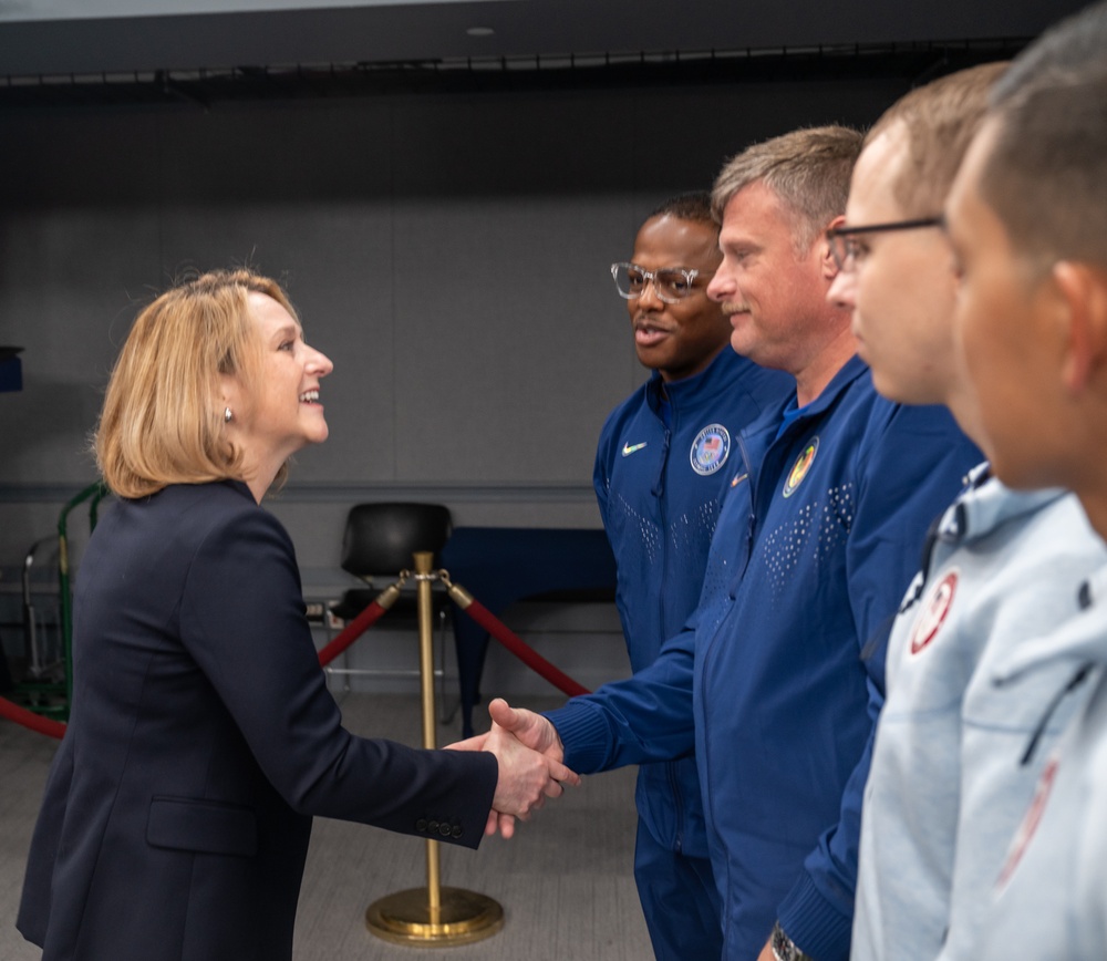 Deputy Secretary of Defense Kathleen Hicks meets with DoD Olympians