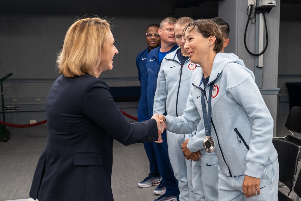 Deputy Secretary of Defense Kathleen Hicks meets with DoD Olympians