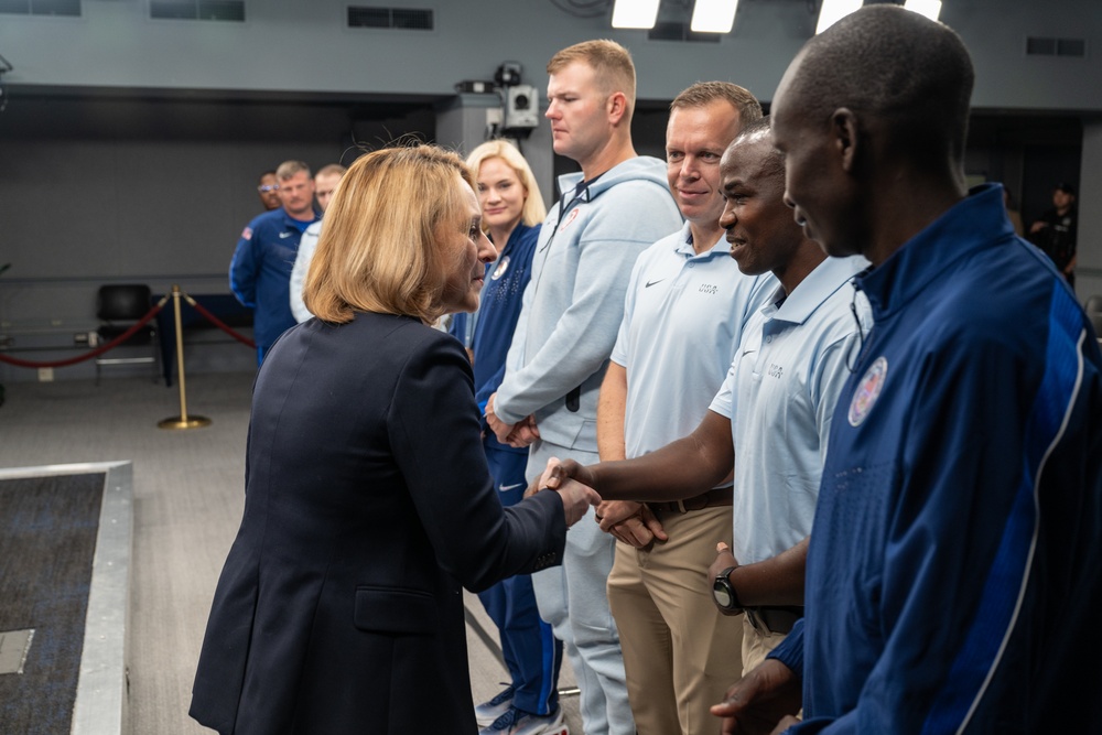 Deputy Secretary of Defense Kathleen Hicks meets with DoD Olympians