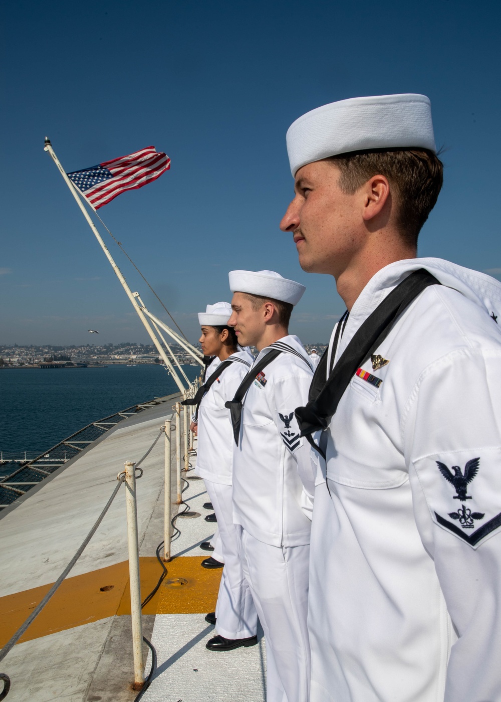 USS George Washington Sailors Man the Rails