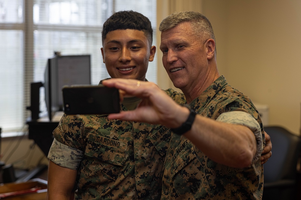 Brigadier General Collins Congratulates Marines of the Quarter