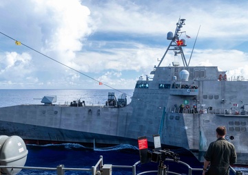 USS Theodore Roosevelt Refuels USS Mobile in Pacific Ocean