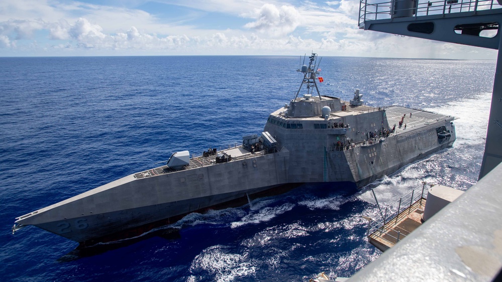 USS Theodore Roosevelt Refuels USS Mobile in Pacific Ocean