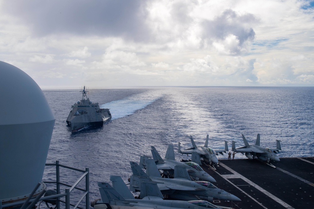 USS Theodore Roosevelt Refuels USS Mobile in Pacific Ocean