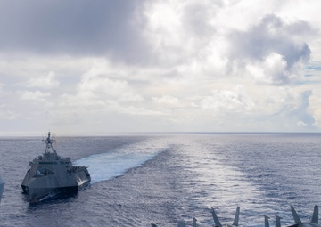 USS Theodore Roosevelt Refuels USS Mobile in Pacific Ocean