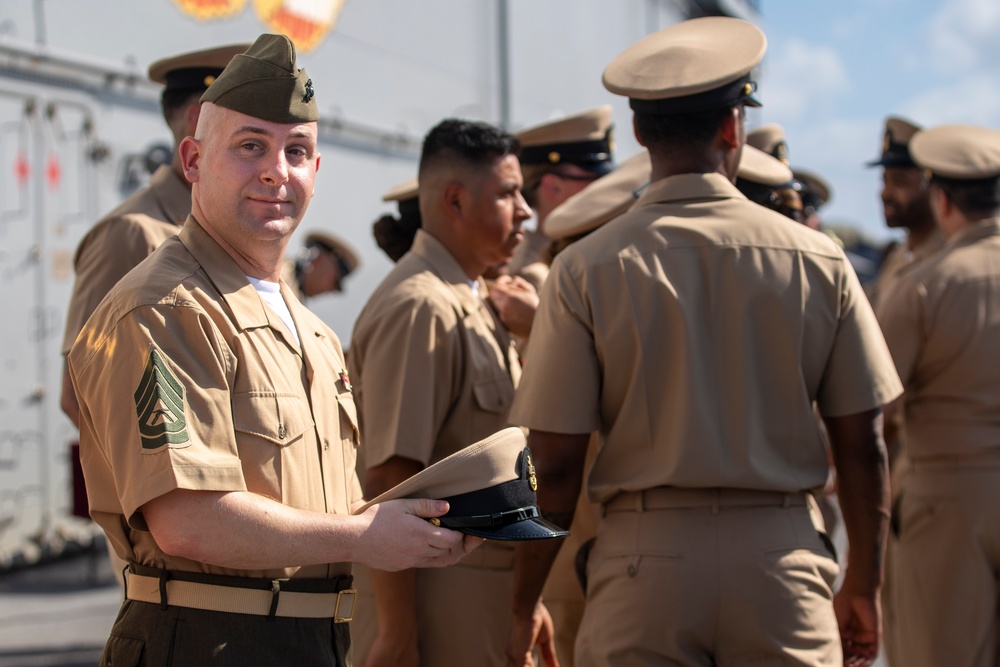 Marine Gunnery Sergeant Appointed Chief Petty Officer During Pinning Ceremony