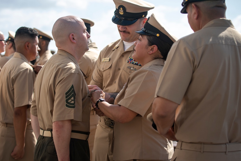 Marine Gunnery Sergeant Appointed Chief Petty Officer During Pinning Ceremony