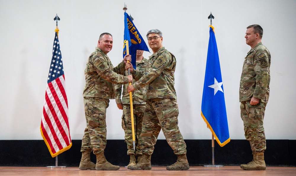 The 379th EABG conducts mass change of command