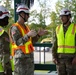 USACE Wilmington District Commander, Col. Brad Morgan (middle) visits the Generator Staging Base in Charlotte, NC. Pictured with Power Mission Commander CPT Walter Dezir (left) and LTC Daniel Tabacchi (right).
