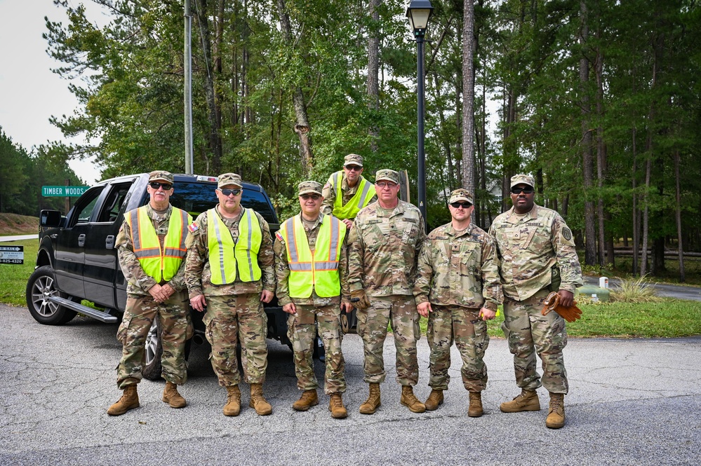 Georgia State Defense Force cvolunteers assist with road clearing operations in Augusta