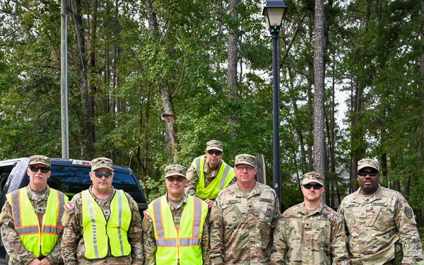 Georgia State Defense Force cvolunteers assist with road clearing operations in Augusta