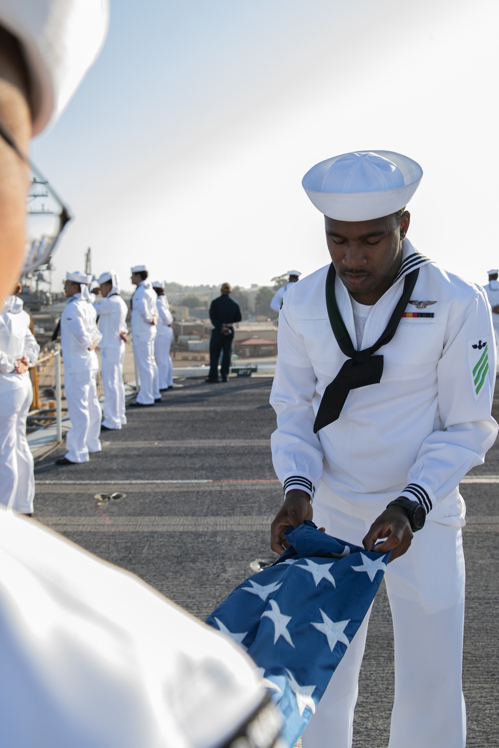 USS George Washington Sailors man the rails