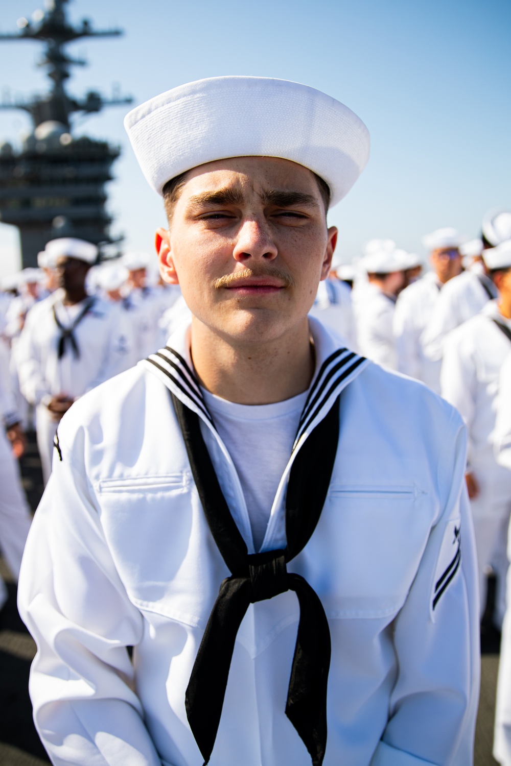 USS George Washington Sailors man the rails