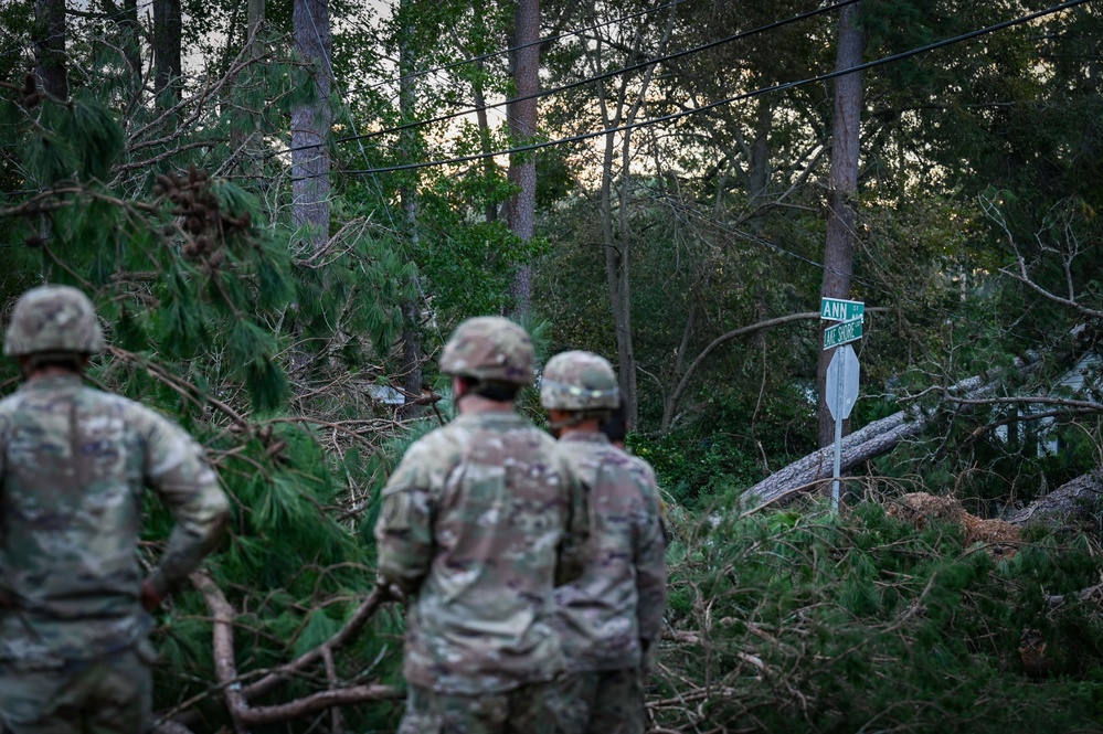 Georgia National Guard Soldiers conduct road clearing operations in Augusta post Hurricane Helene