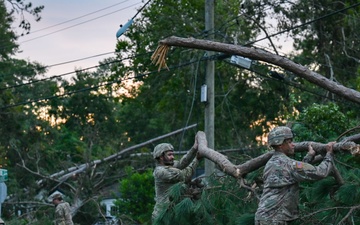 Georgia National Guard Soldiers conduct road clearing operations in Augusta post Hurricane Helene