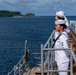 Emory S. Land Sailors Man the Rails During Arrival to Guam