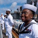 Emory S. Land Sailors Man the Rails During Arrival to Guam