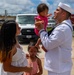 Emory S. Land Sailors Man the Rails During Arrival to Guam