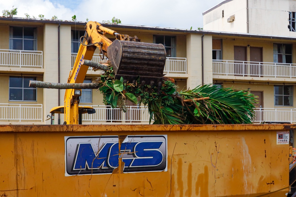 Out With The Old, In With The New: Construction workers prepare to demolish the Mackie Hall barracks