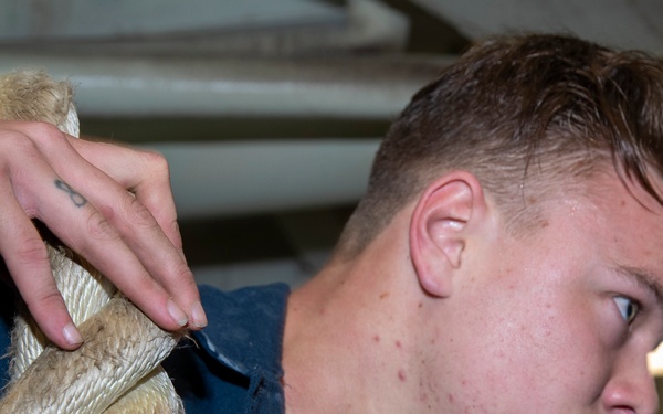 George Washington secure mooring lines