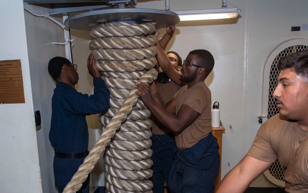 George Washington secure mooring lines