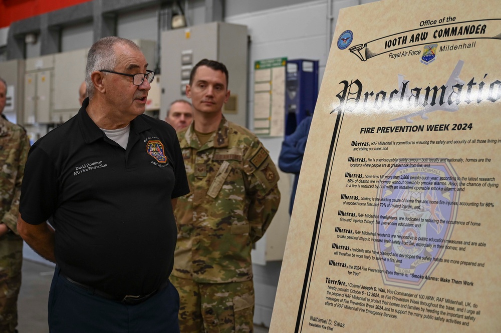 RAF Mildenhall Fire Department hosts Fire Prevention Week Proclamation signing