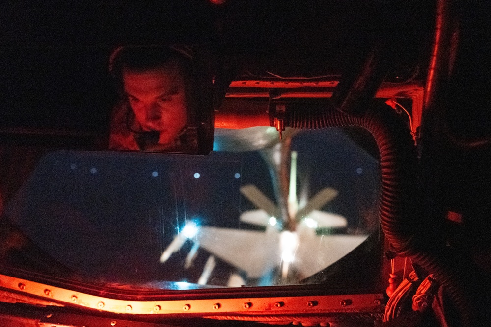 U.S. F-16s receive fuel from KC-135s over the USCENTCOM area of responsibility