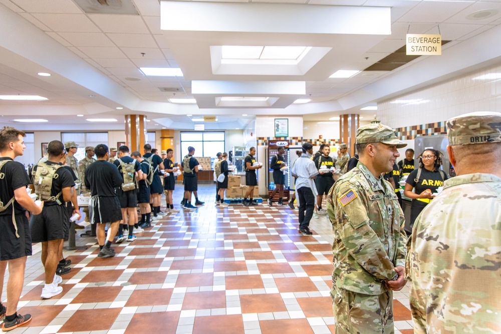 Soldiers Line Up for a Hot Meal