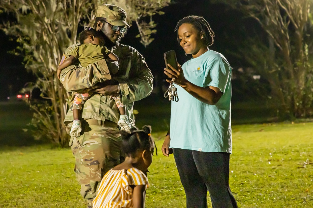 Soldiers with the 293rd Military Police Company, 385th Military Police Battalion reunite with loved ones after nine months in Europe