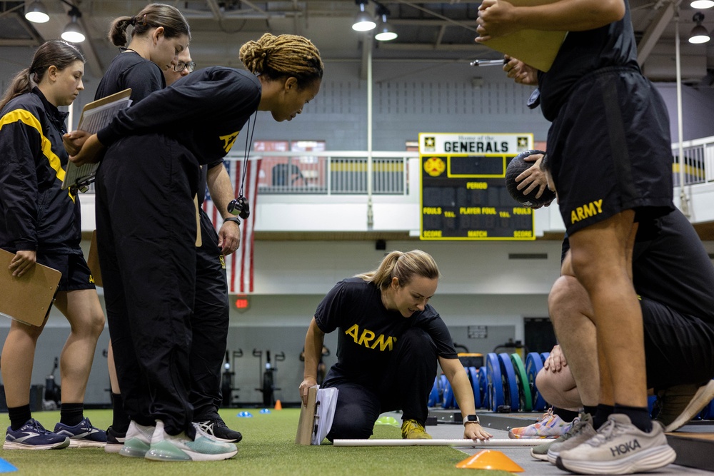 Training NCOs conduct ACFT grader training to prepare for The U.S. Army Band fitness test