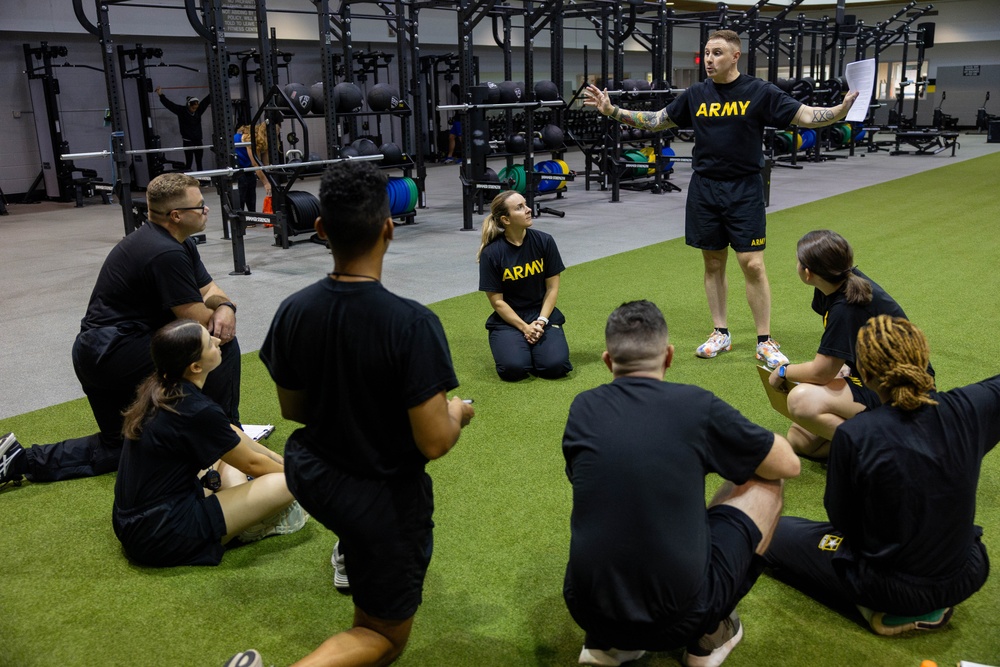 Training NCOs conduct ACFT grader training to prepare for The U.S. Army Band fitness test
