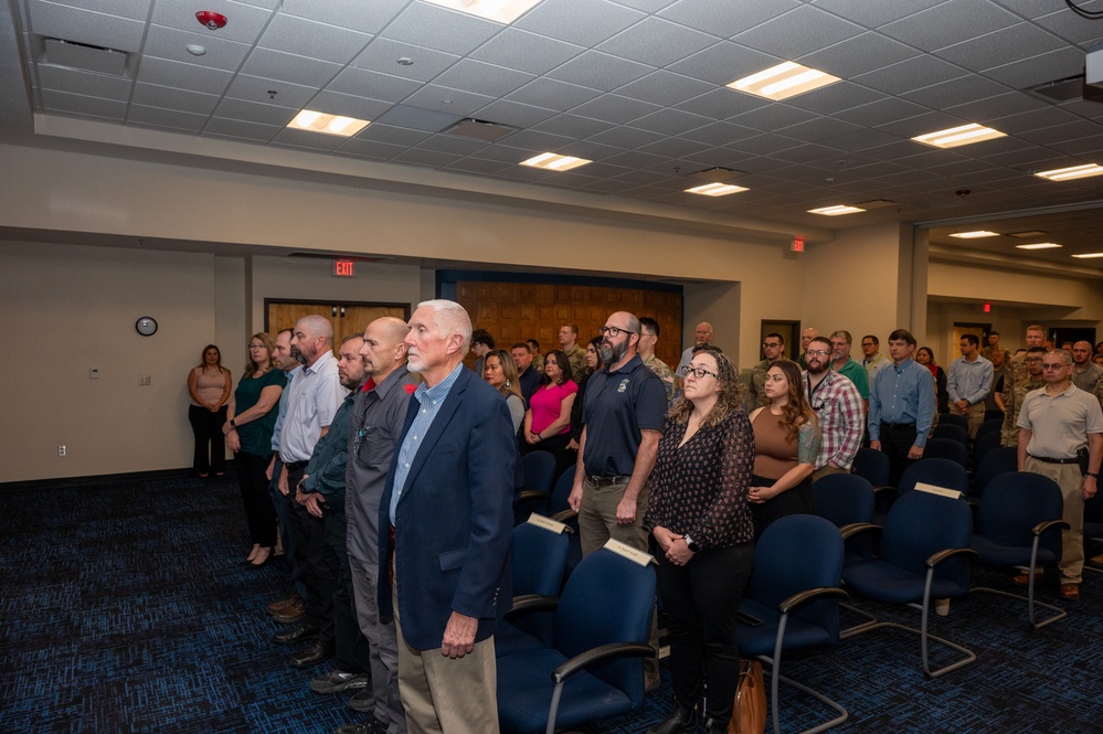 U.S. Air Force Research Lab team members gather for an all-call event.