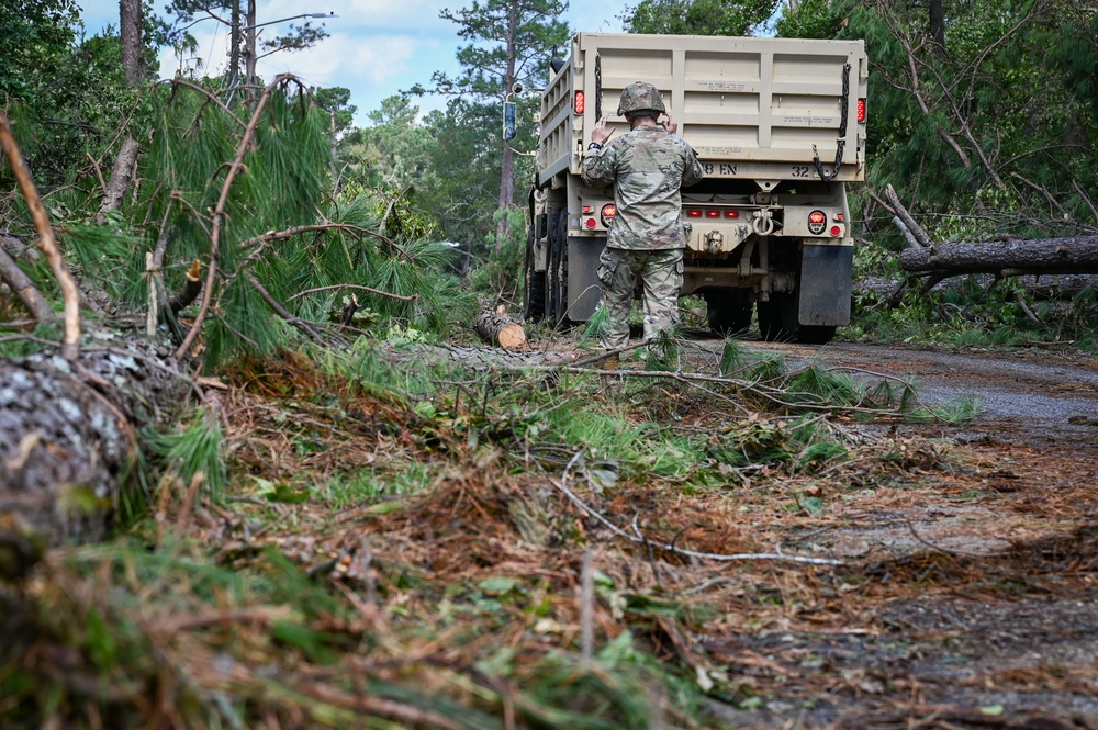 Georgia National Guard Soldiers conduct road clearing operations in Augusta