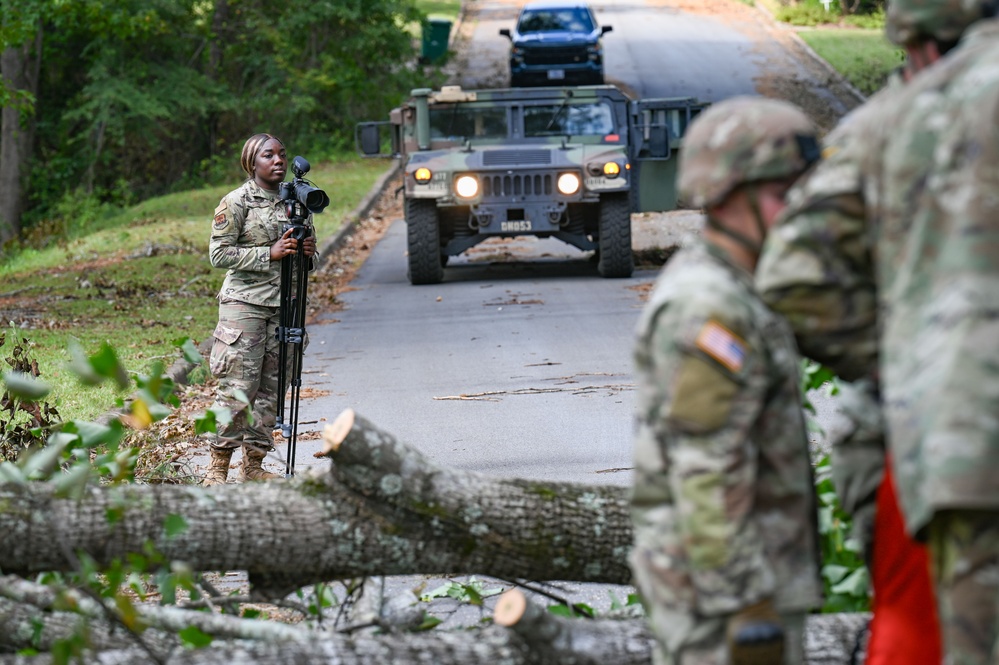 Georgia National Guard Soldiers conduct road clearing operations in Augusta post Hurricane Helene