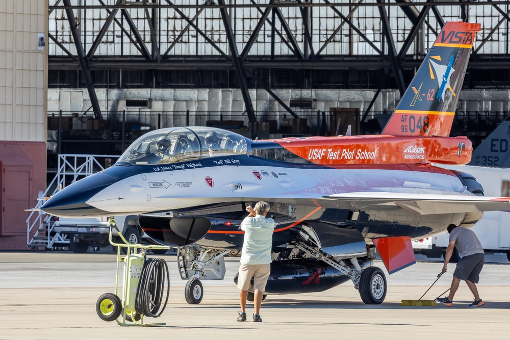 The Commander of the 412th Test Wing flies in the X-62A VISTA