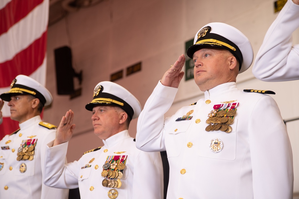 USS Ronald Reagan (CVN 76) hosts a change of command ceremony