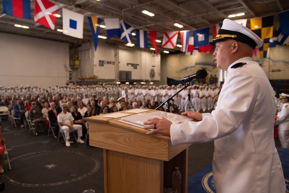 USS Ronald Reagan (CVN 76) hosts a change of command ceremony